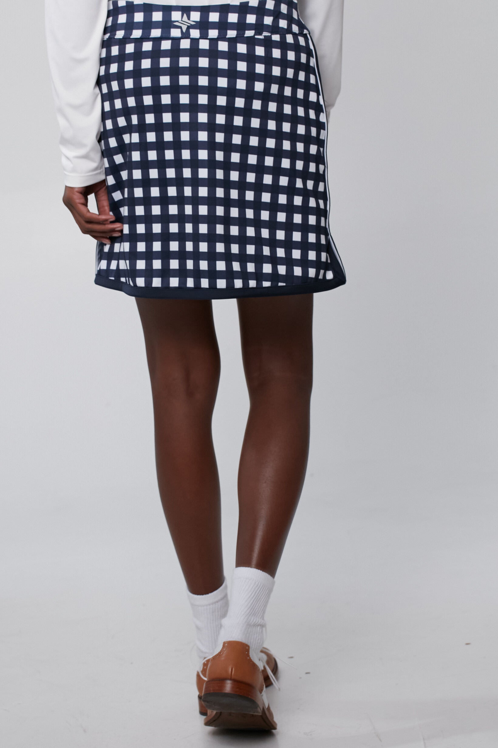 Navy Trellis Gingham 16 Inch Karrie Golf Skirt