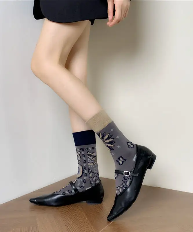 Unique Asymmetric Jacquard Socks