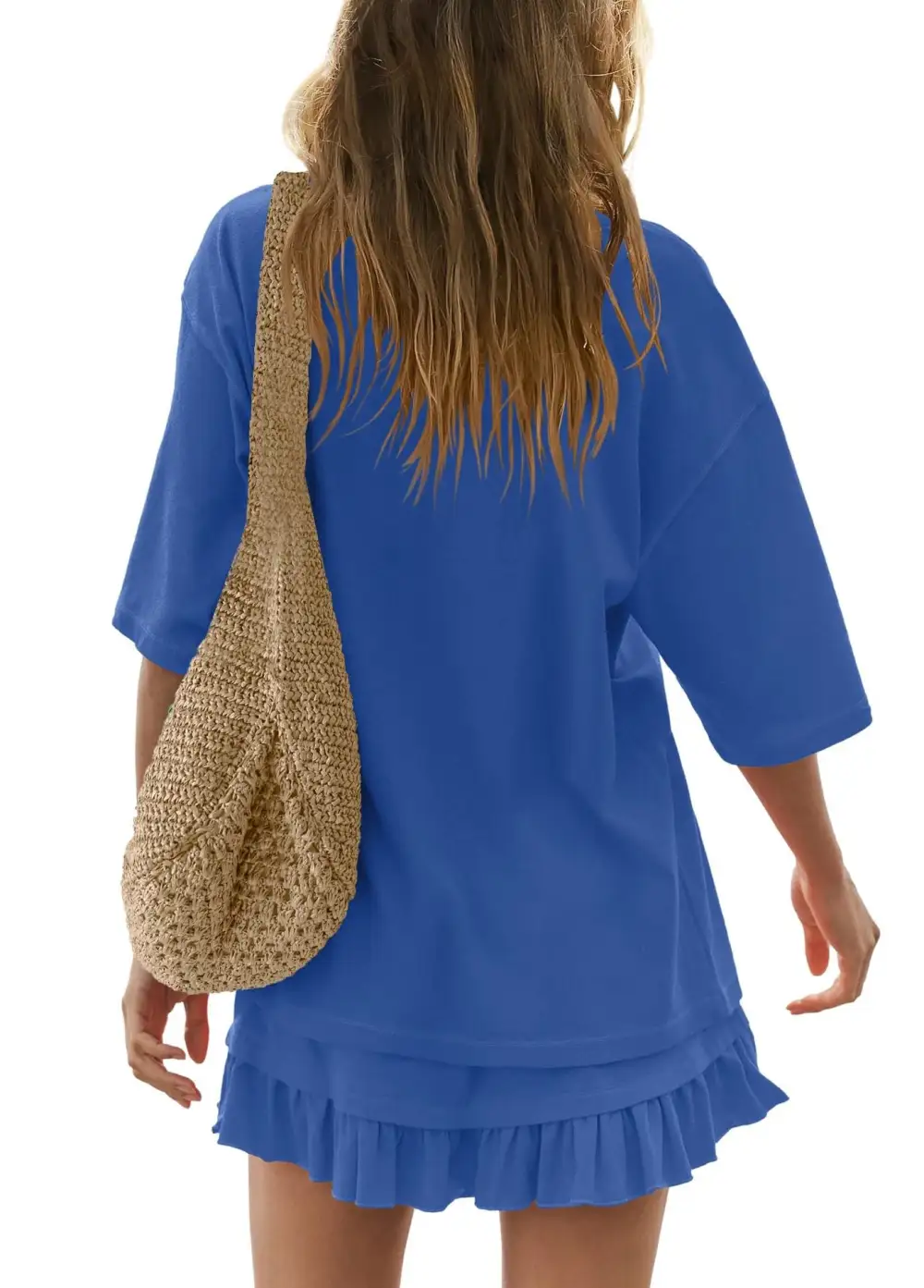 Refined Round Neck Ruffle Trim Coordinated Set