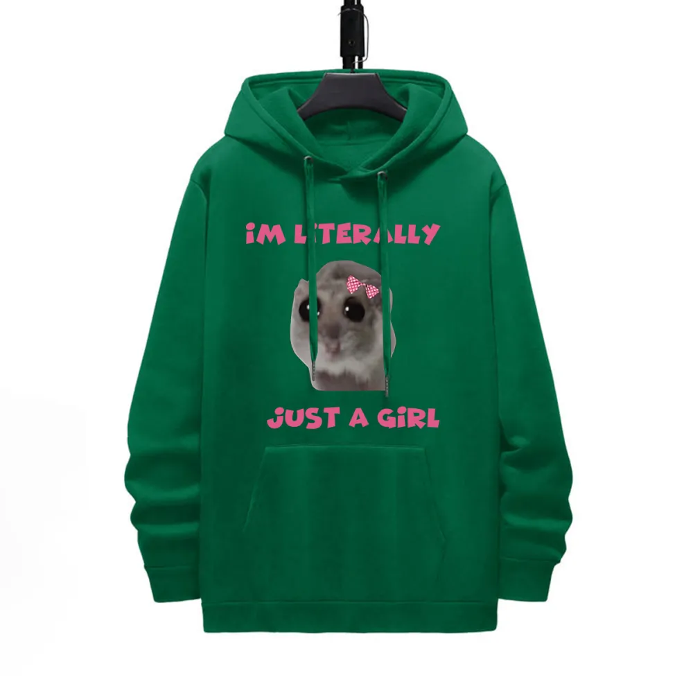 IM LITERALLY JUST A GIRL PATTERN PRINTED HOODIE