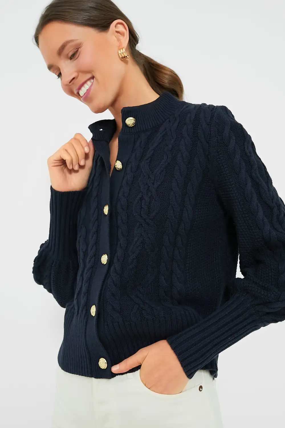 Navy Cotton Colette Cardigan