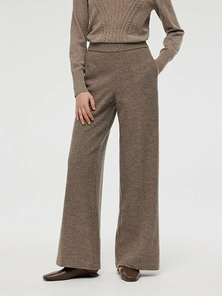 Wool High-Waisted Women Palazzo Pants