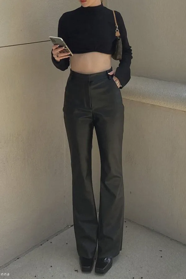 Straight Leg Faux Leather Pants