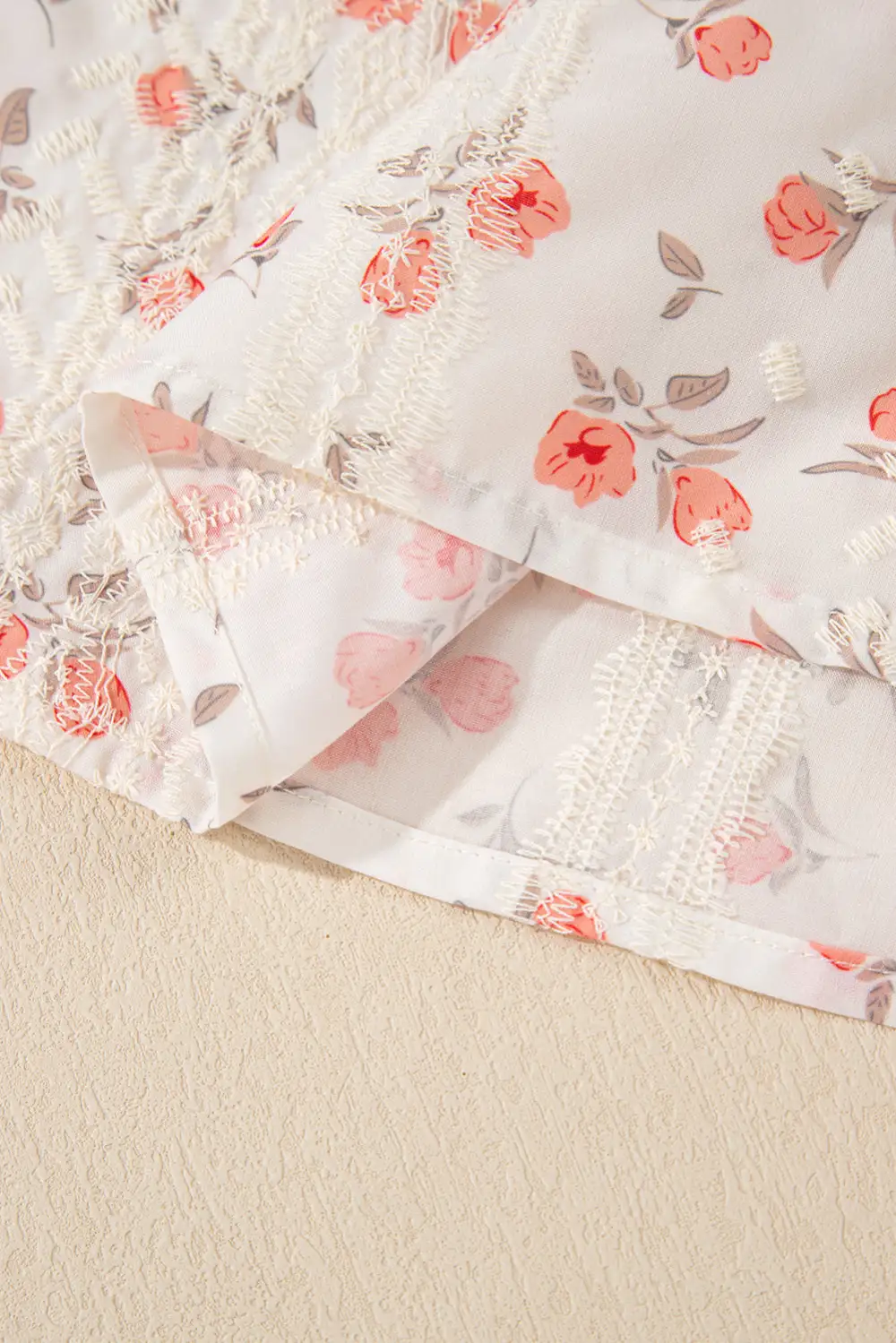 Floral Embroidered Cap Sleeve Blouse
