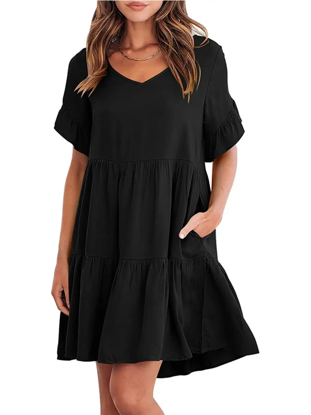Relaxed Shape Ruffle Tiered Mini Dress