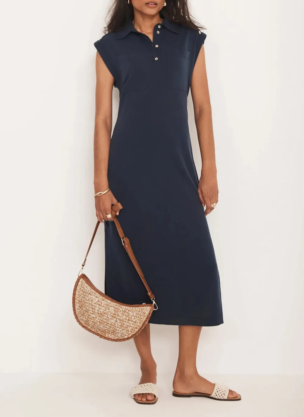 Casual Style Utility Midi Dress