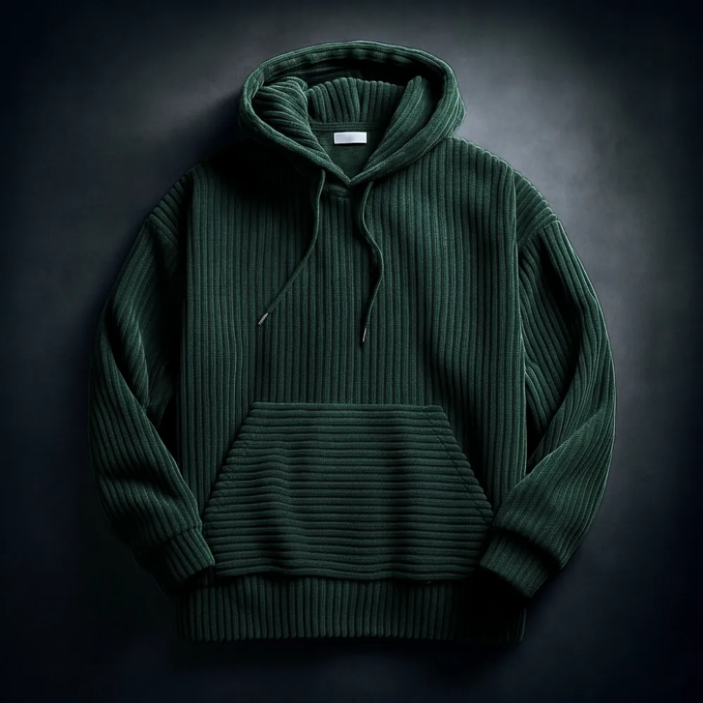 Corduroy Pullover Hooded Sweatshirt