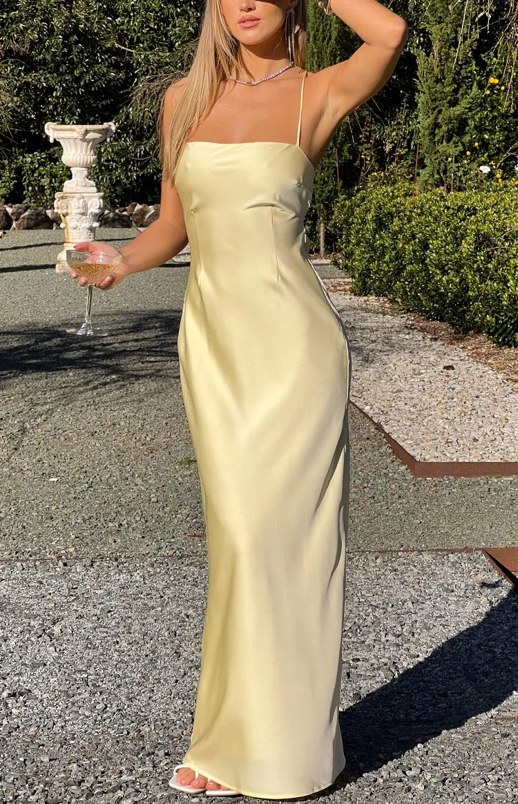 Satin Square Neck Cowl Maxi Dress