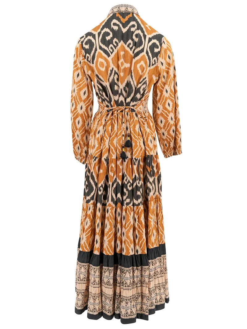 long-sleeved ethnic dress