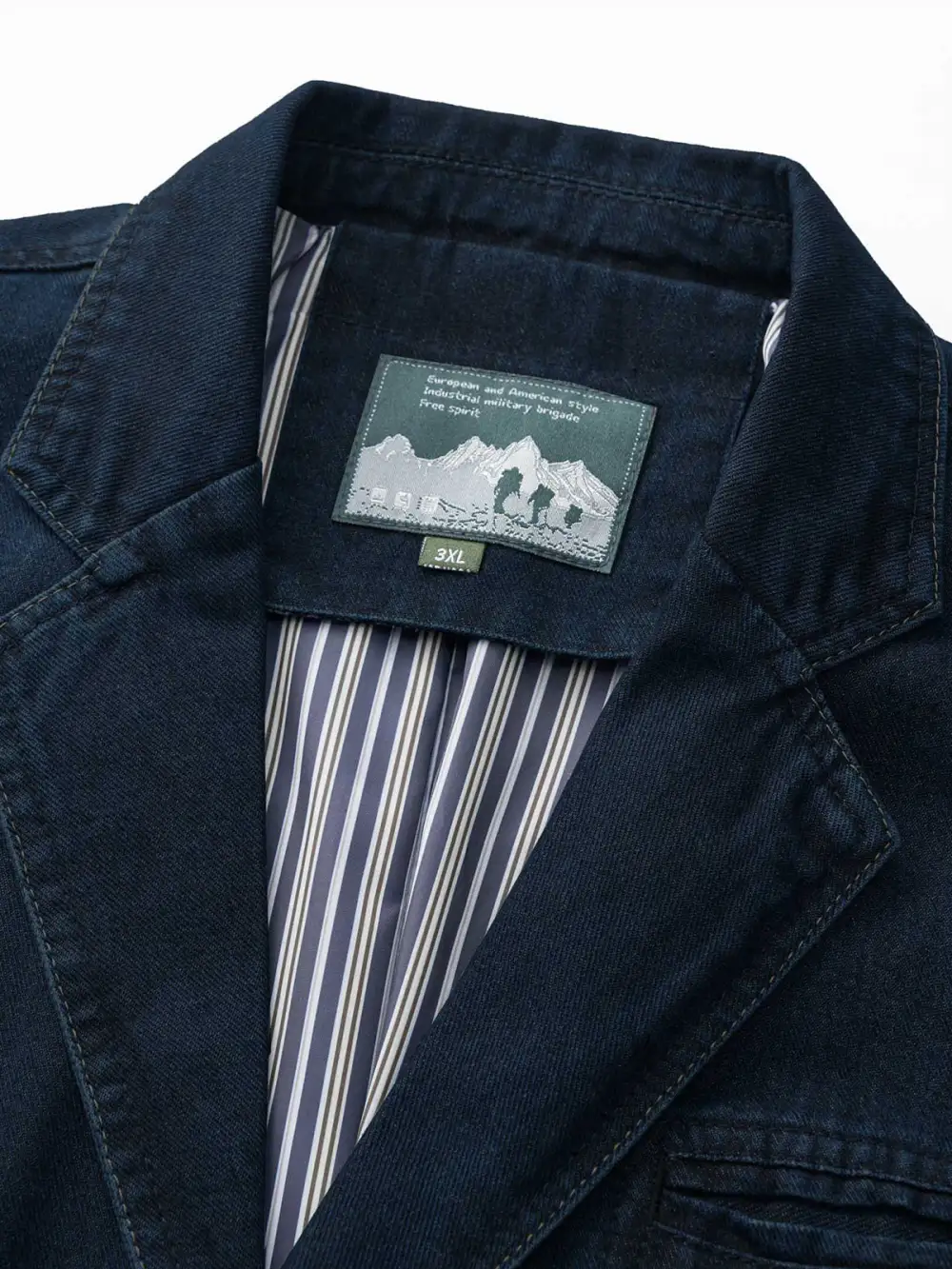 Men'S Denim Pocketed Tailored Jacket