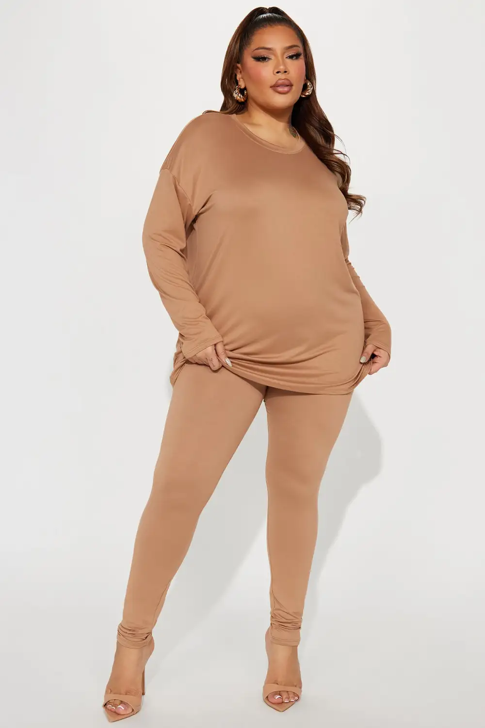 Weekend Vibes Long Sleeve Set - Mocha