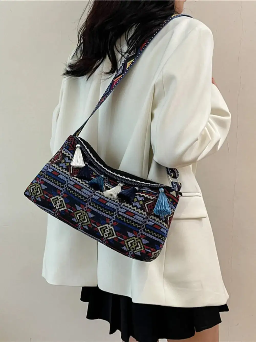 Tassel Accent Shoulder Bag