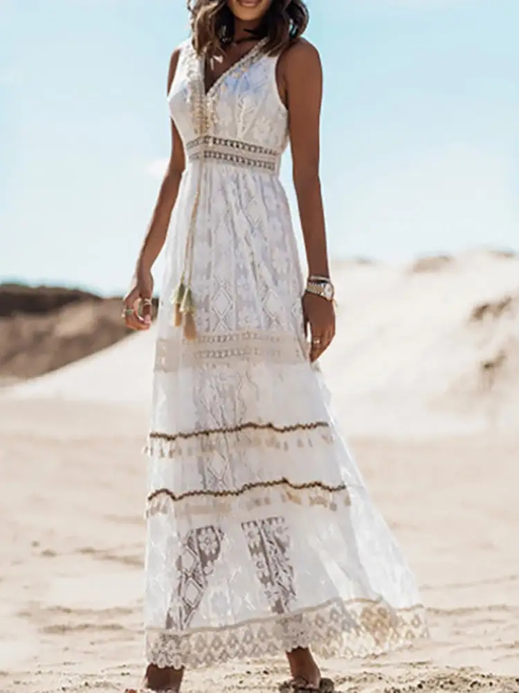 Boho Spirit White Maxi Dress