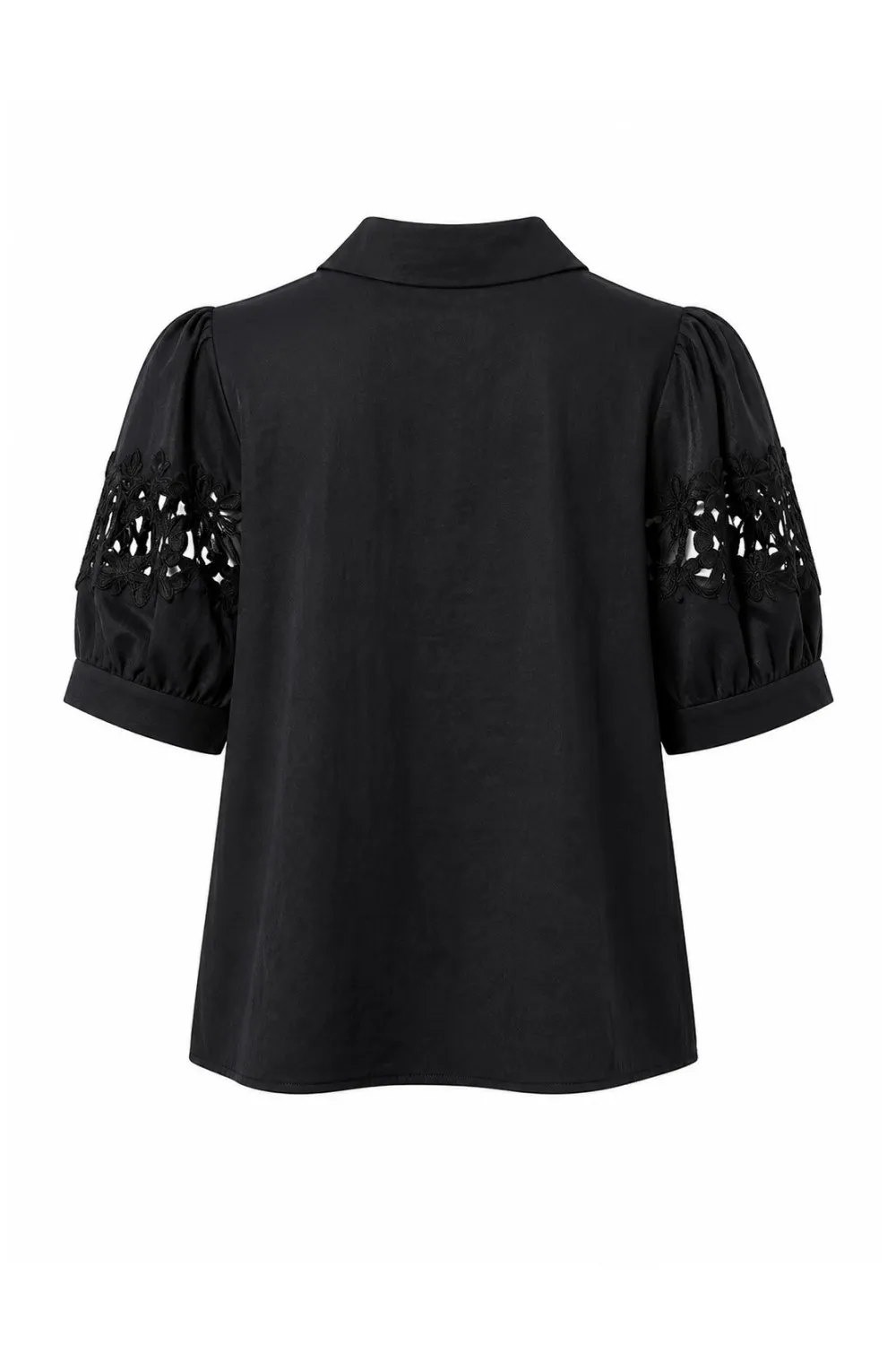 Lace Detail Linen Viscose Blouse
