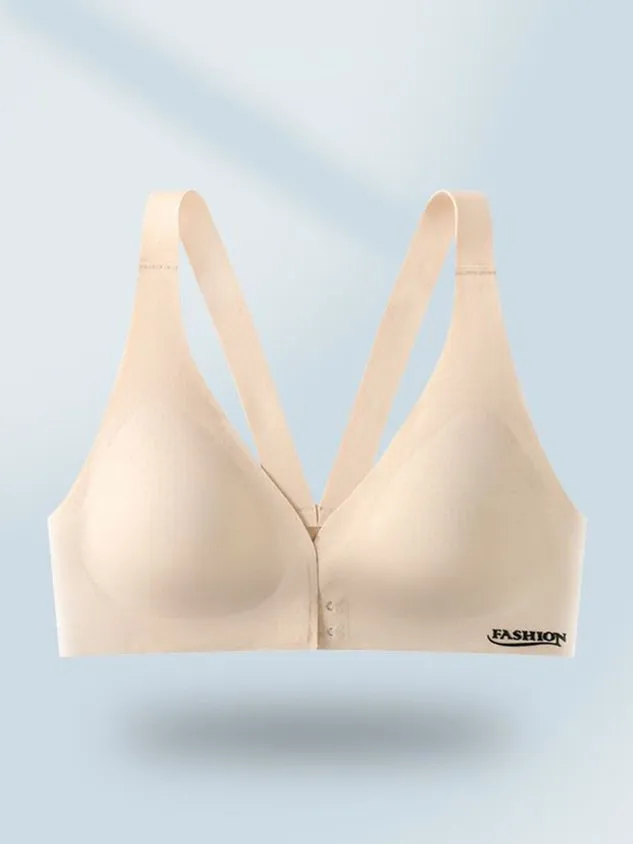 Women's Breathable Sexy Simple Front Button V-Neck Seamless Bra & Bralette