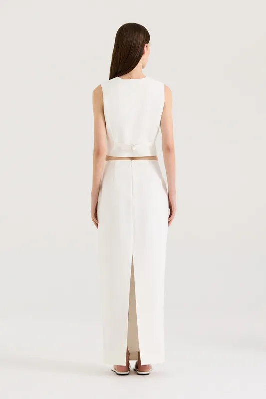 White Tailored Button-Front Vest