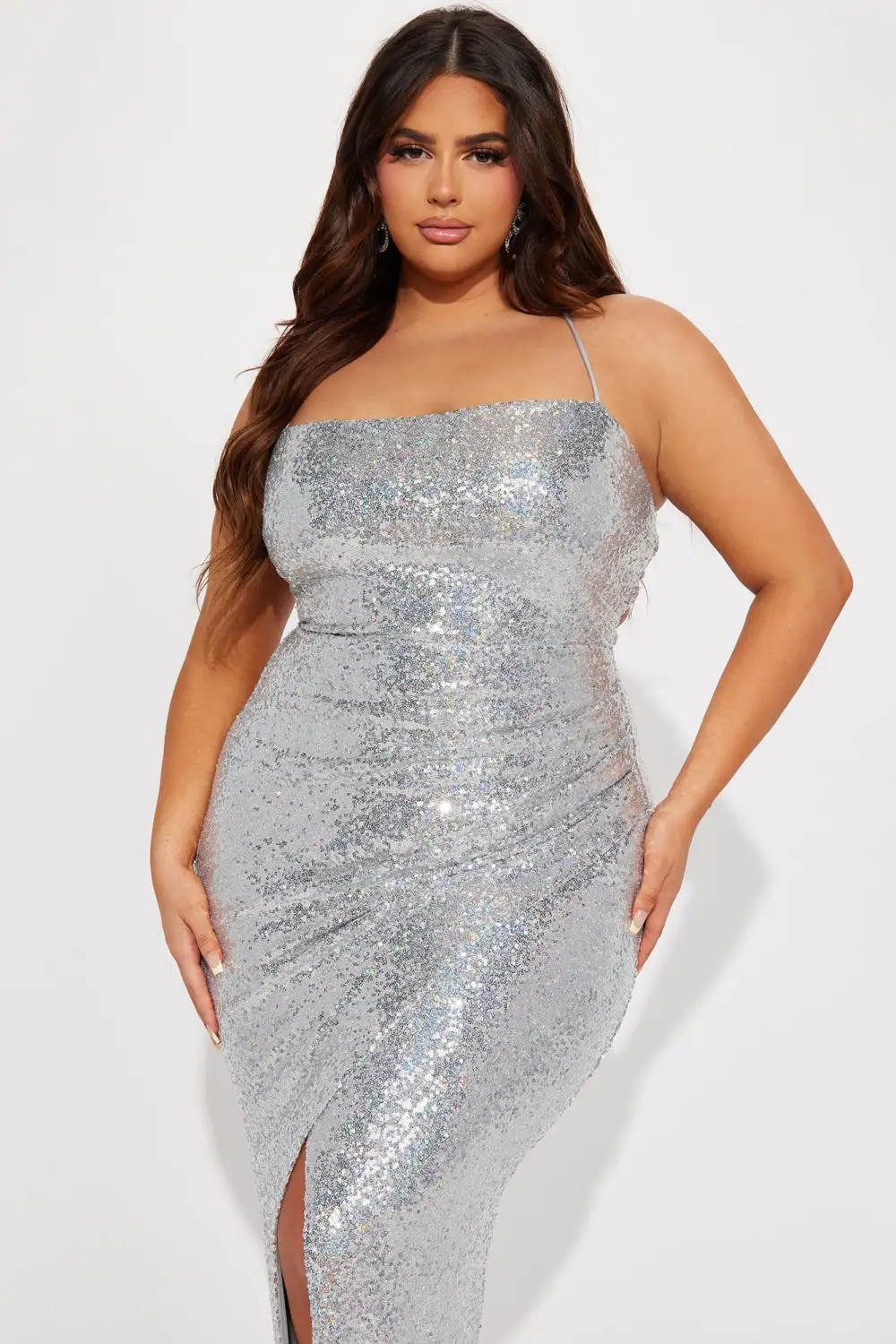 Janelle Sequin Maxi Dress - Silver
