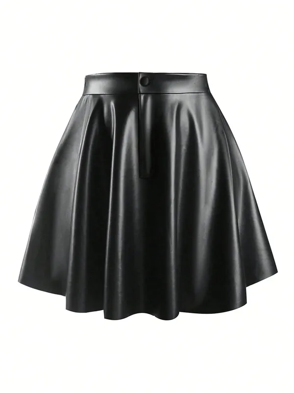 Women's Button Zipper Regular Fit Short Skirt
