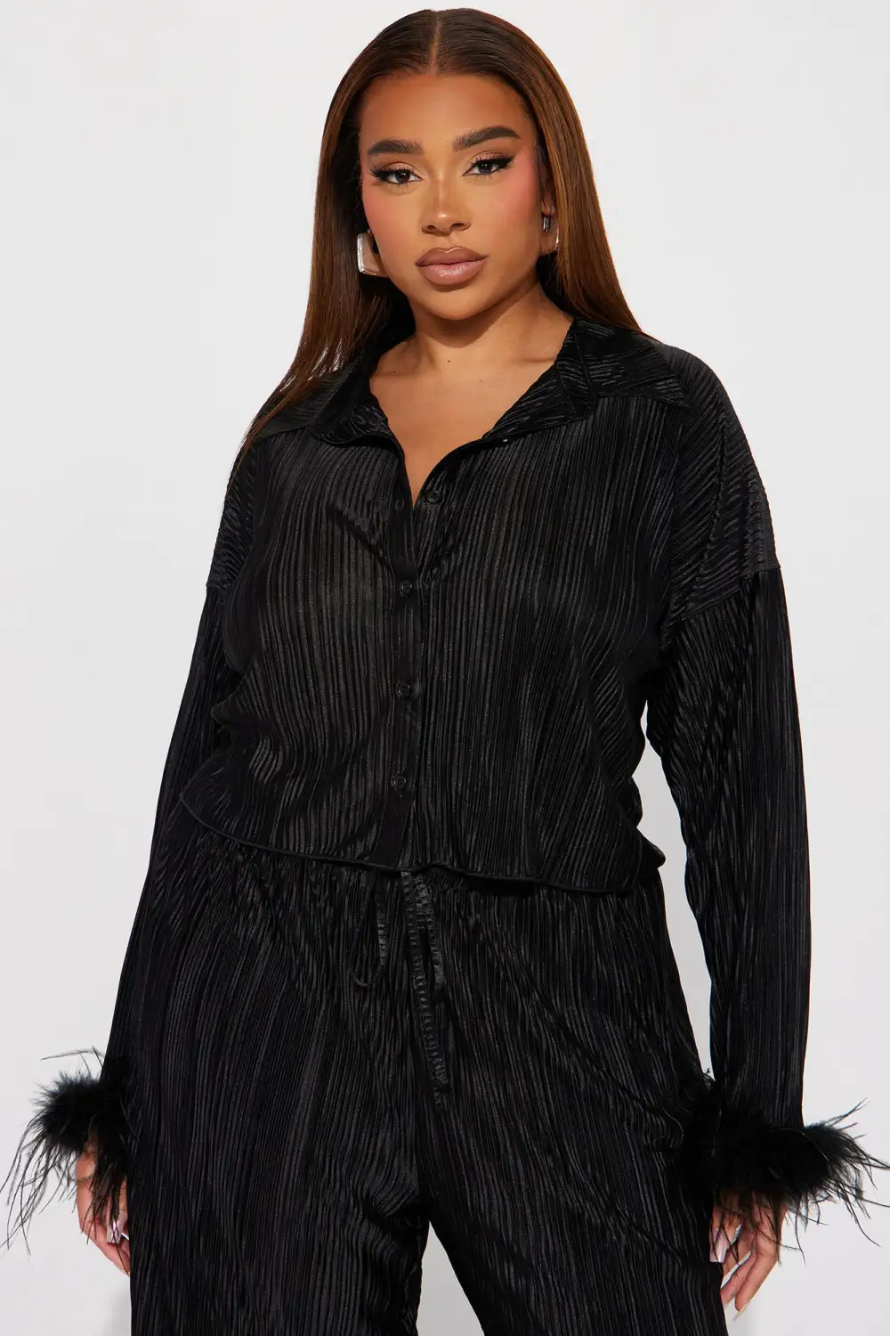 Oh So Classy Satin Pant Set - Black