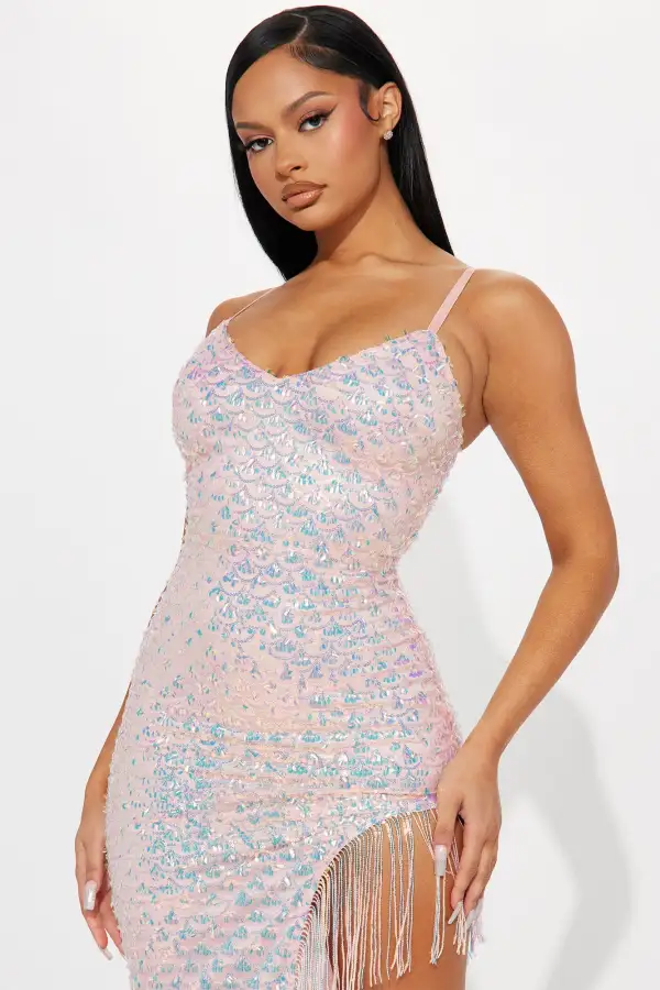 Melanie Sequin Maxi Dress - Pink