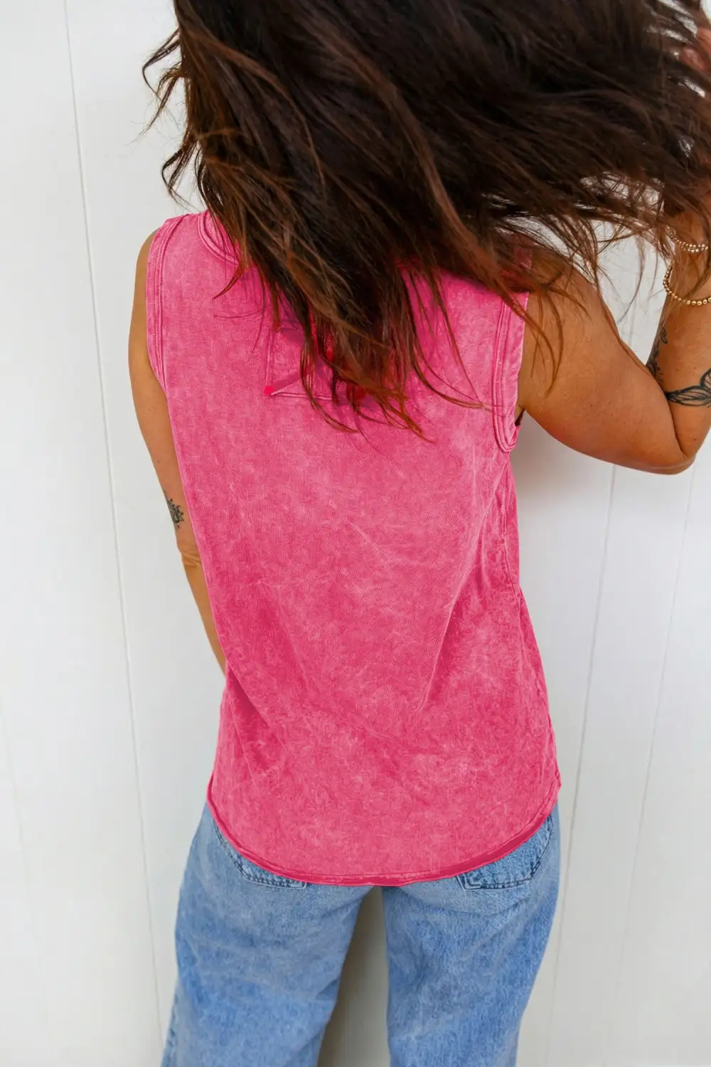 Mineral Wash V Neck Tank Top