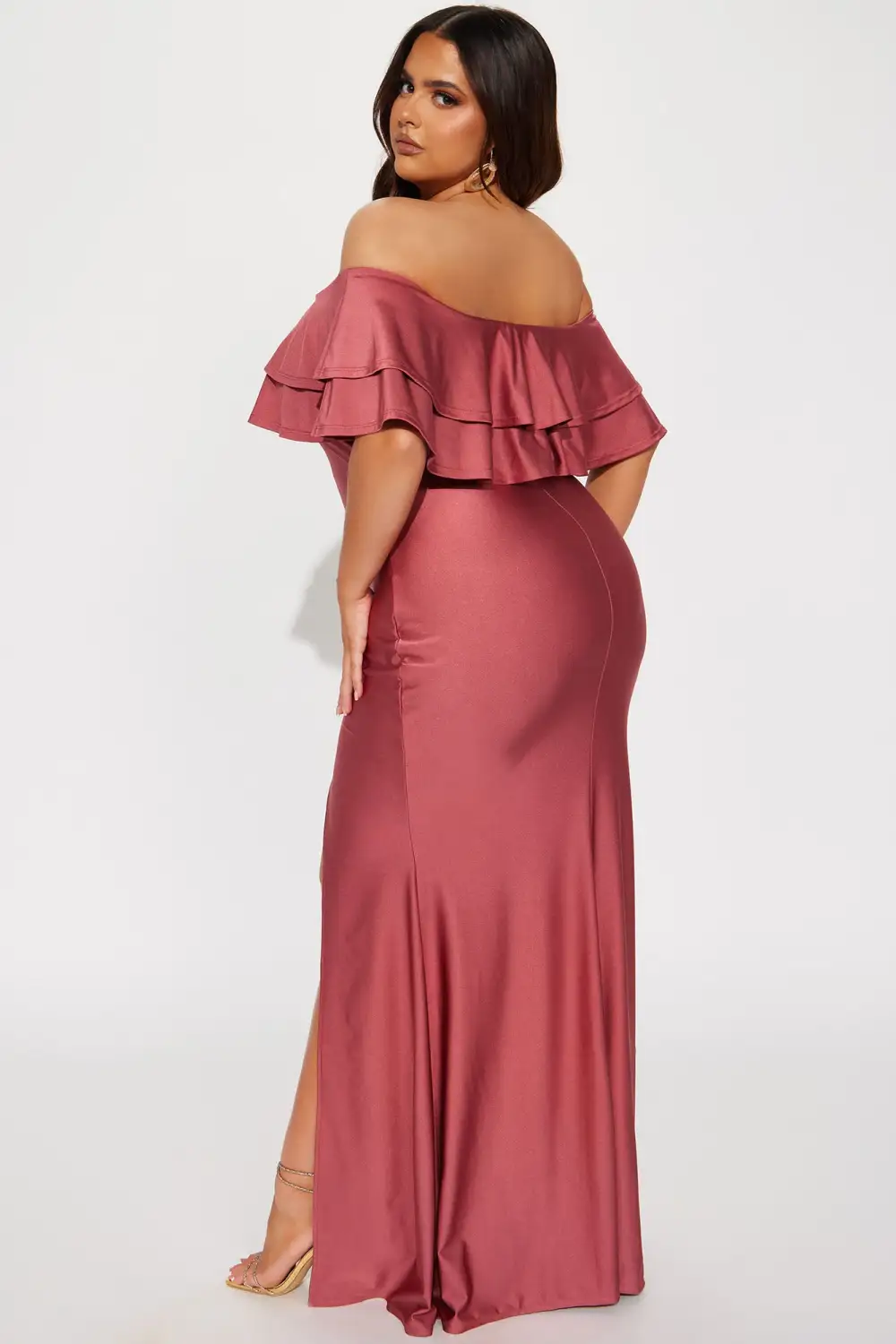 Life's A Runway Ruffle Gown - Mauve