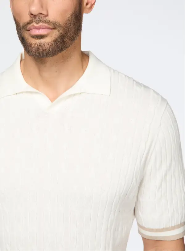 Cable Knit Casual Polo
