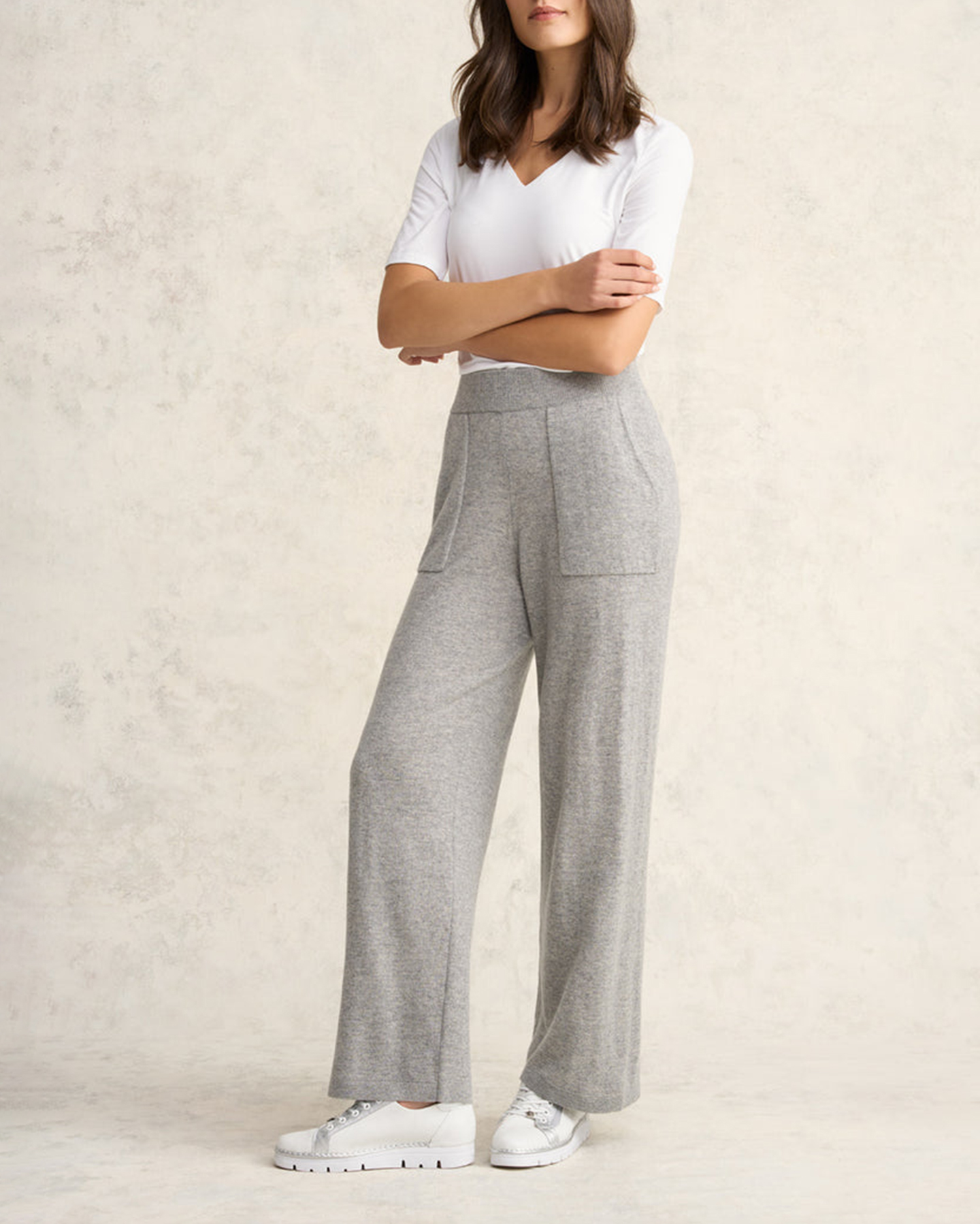 Elastic Waist Wide Leg Knit Pants