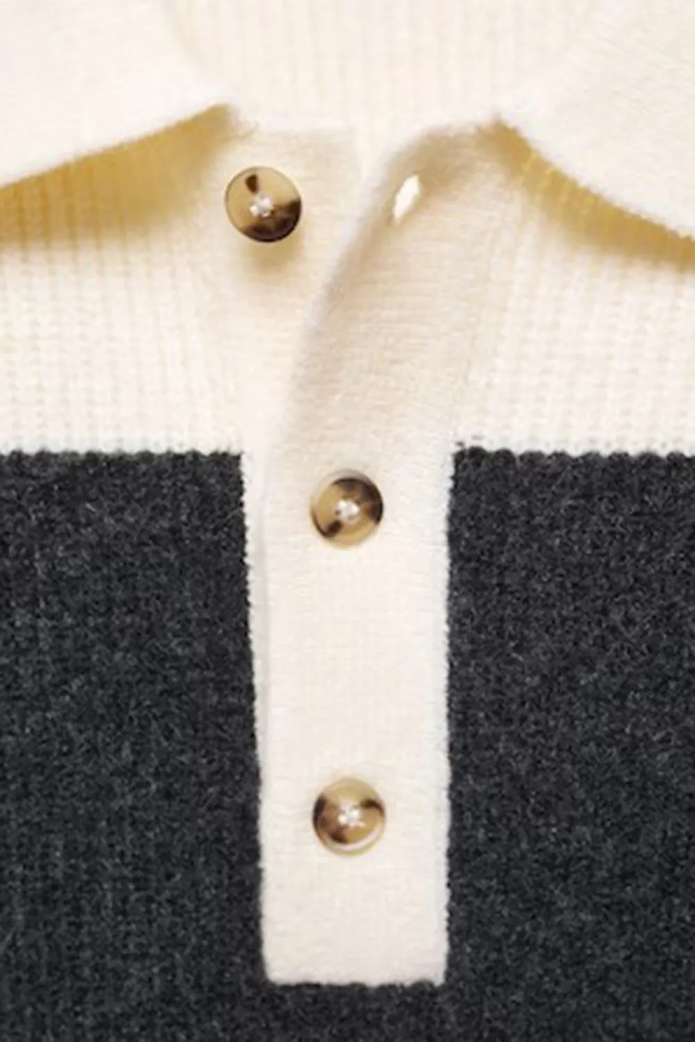 Ribbed Striped Knitted Polo Shirt