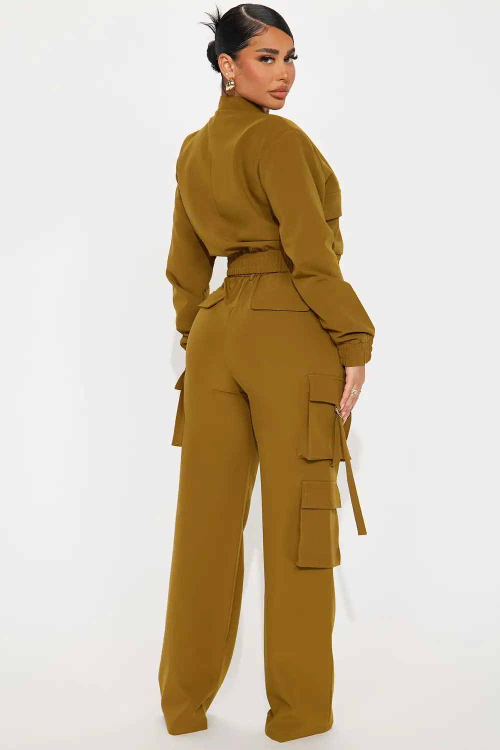 Caught Me Cargo Pant Set - Olive