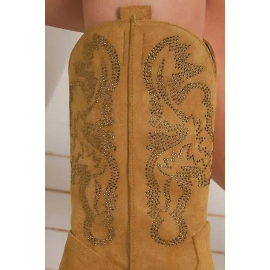 Rhinestone Detail Pointed-Toe Boots