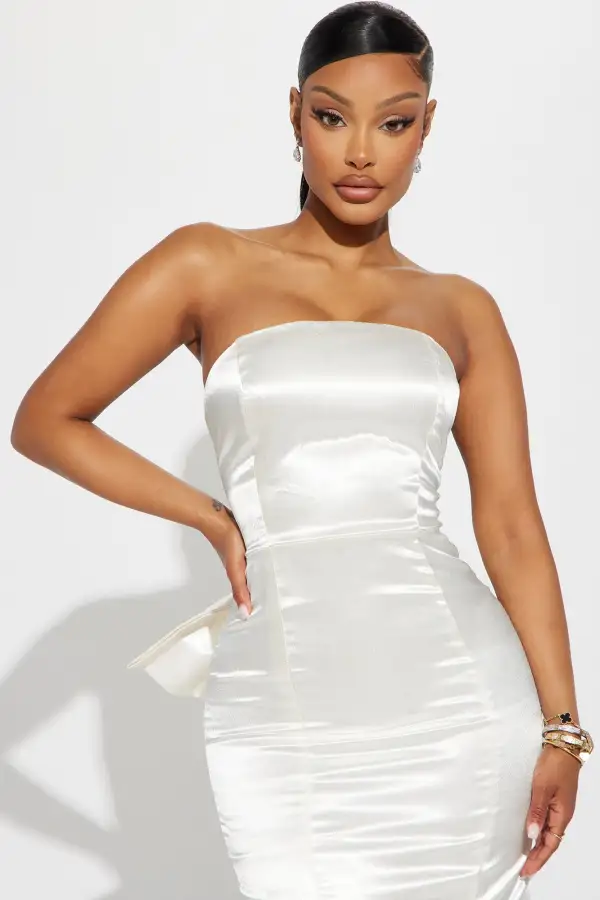 Janet Satin Maxi Dress - White