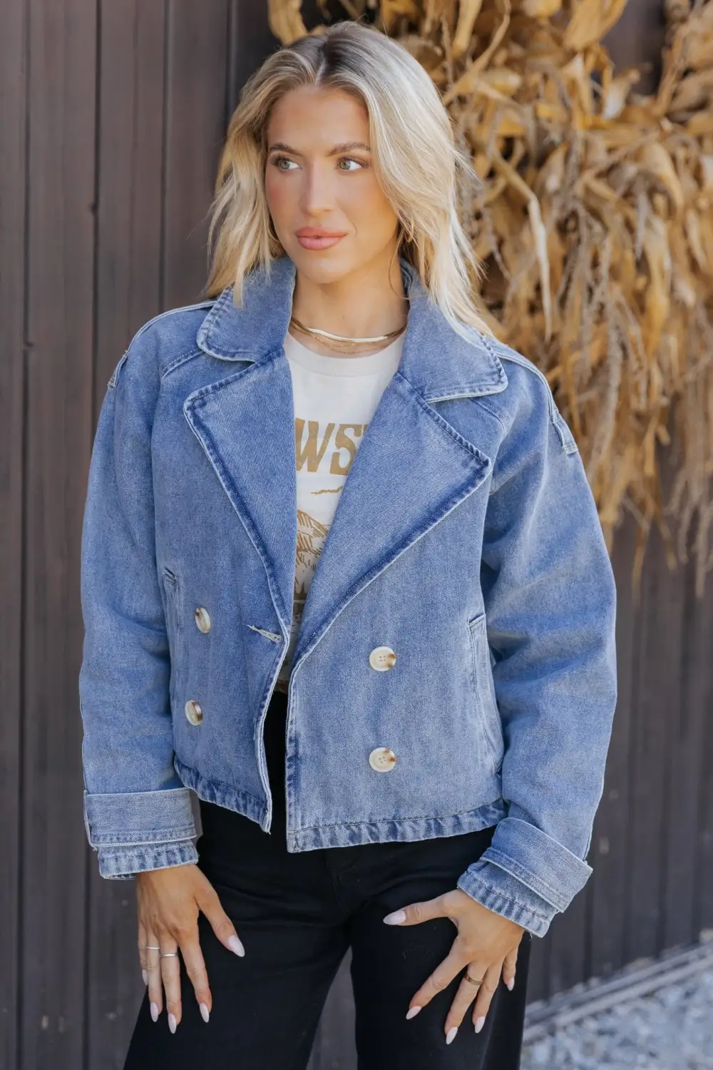 Double Breasted Denim Jacket