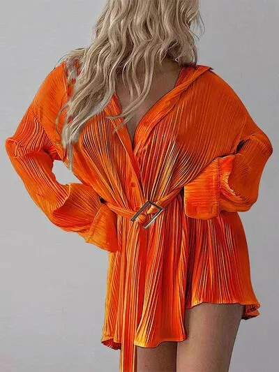 Button Up Dropped Shoulder Shirt Dress Mini Dress