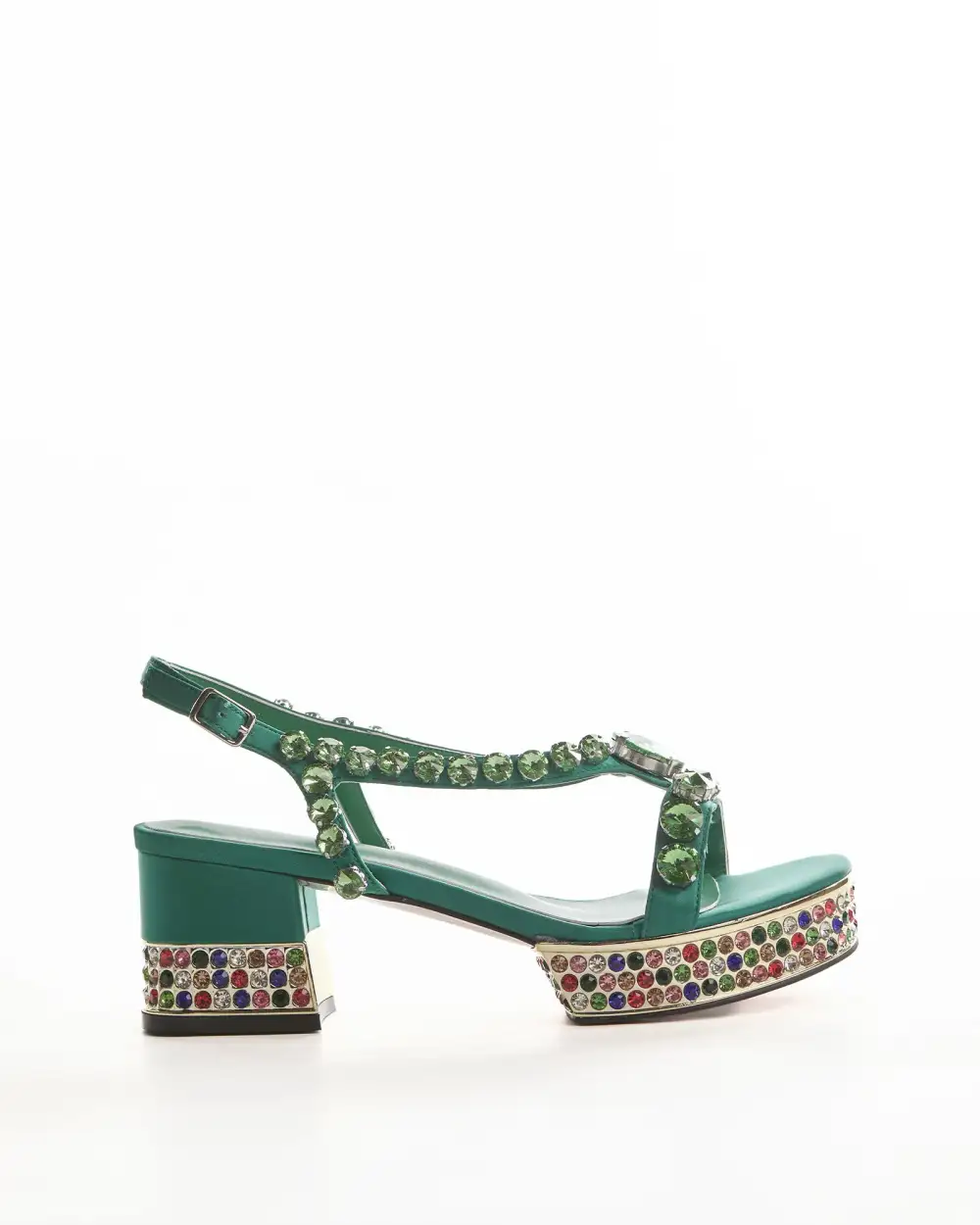 Gem Platform Sandals in Green