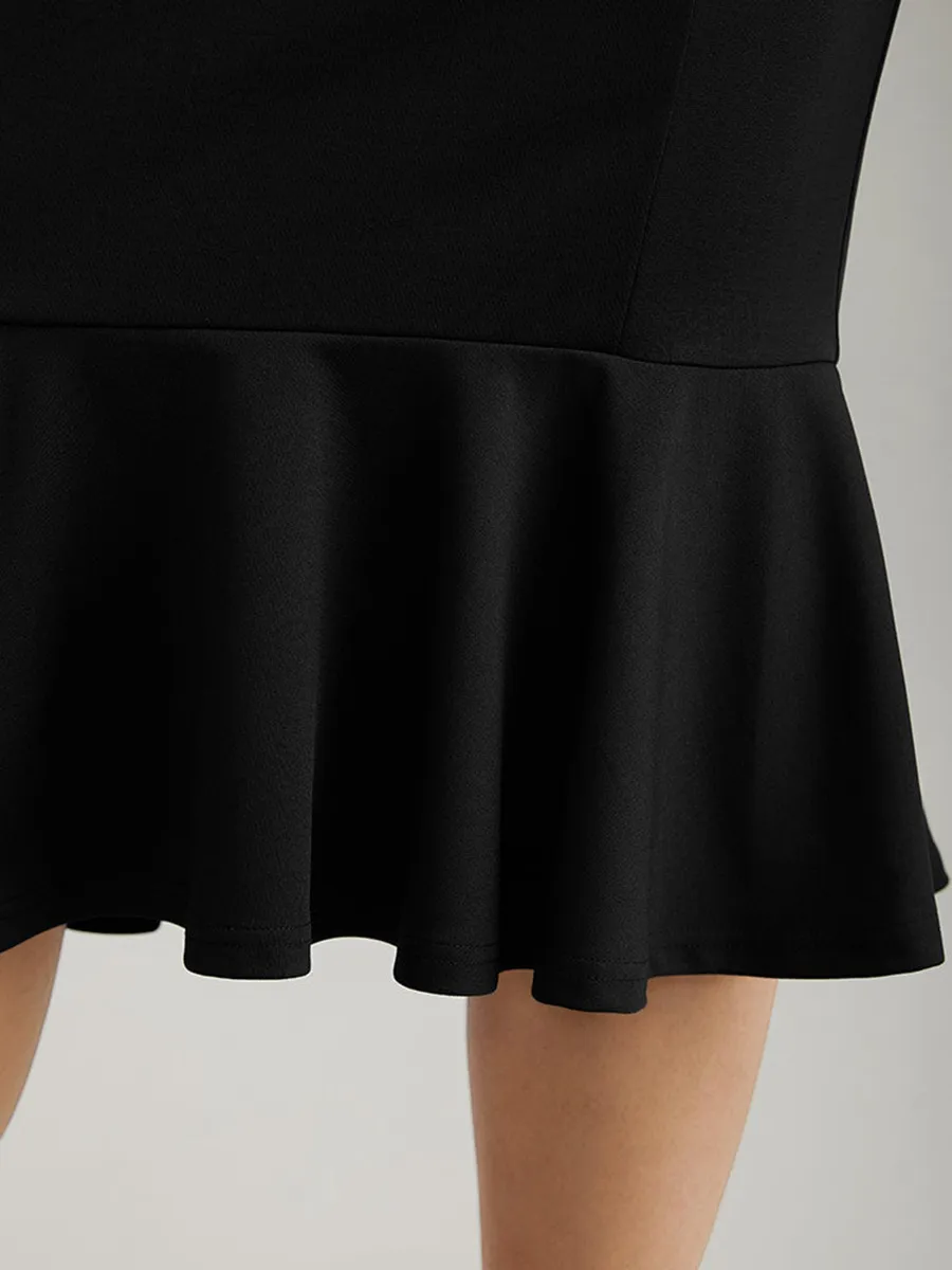 Black fishtail skirt half skirt