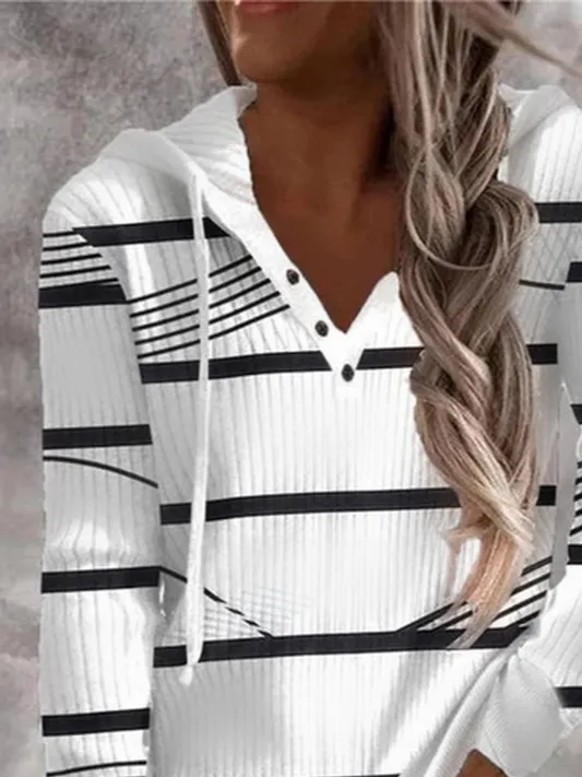 Striped Casual Hoodie Sweatshirt