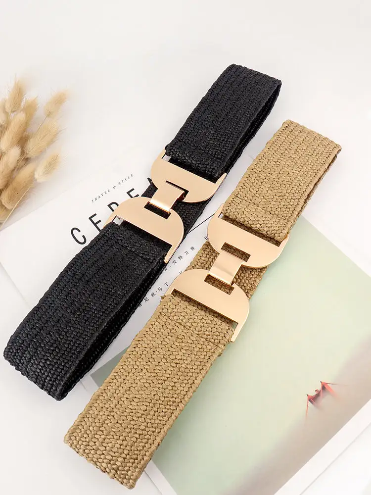 Textured Buckle Stretch Belt