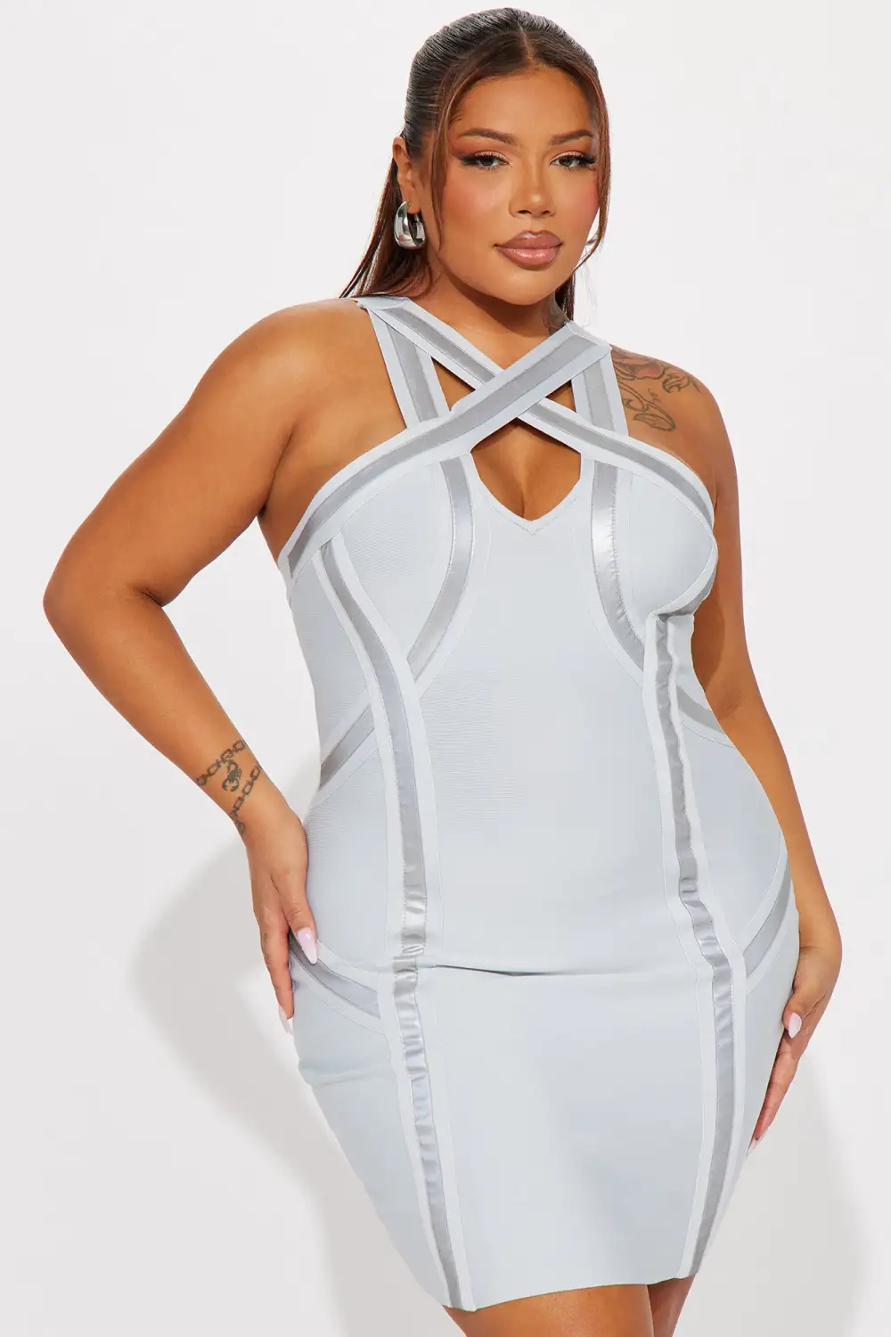 Gemini Reflective Mini Dress - Grey