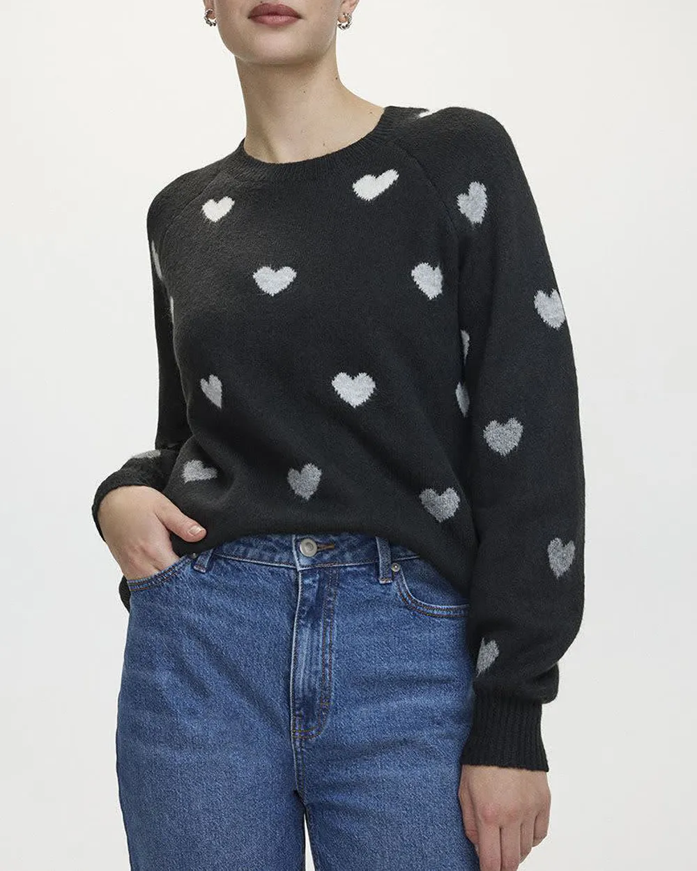 Gradient Heart Print Plush Soft Sweater