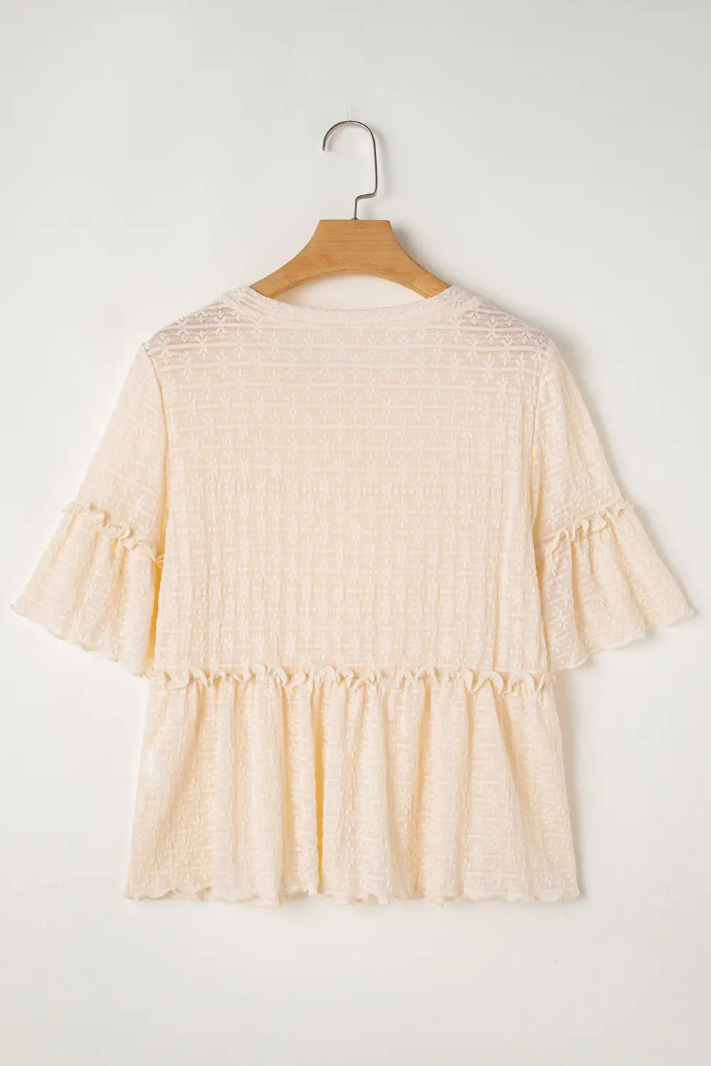 Ruffled Textured Short Sleeve Blouse