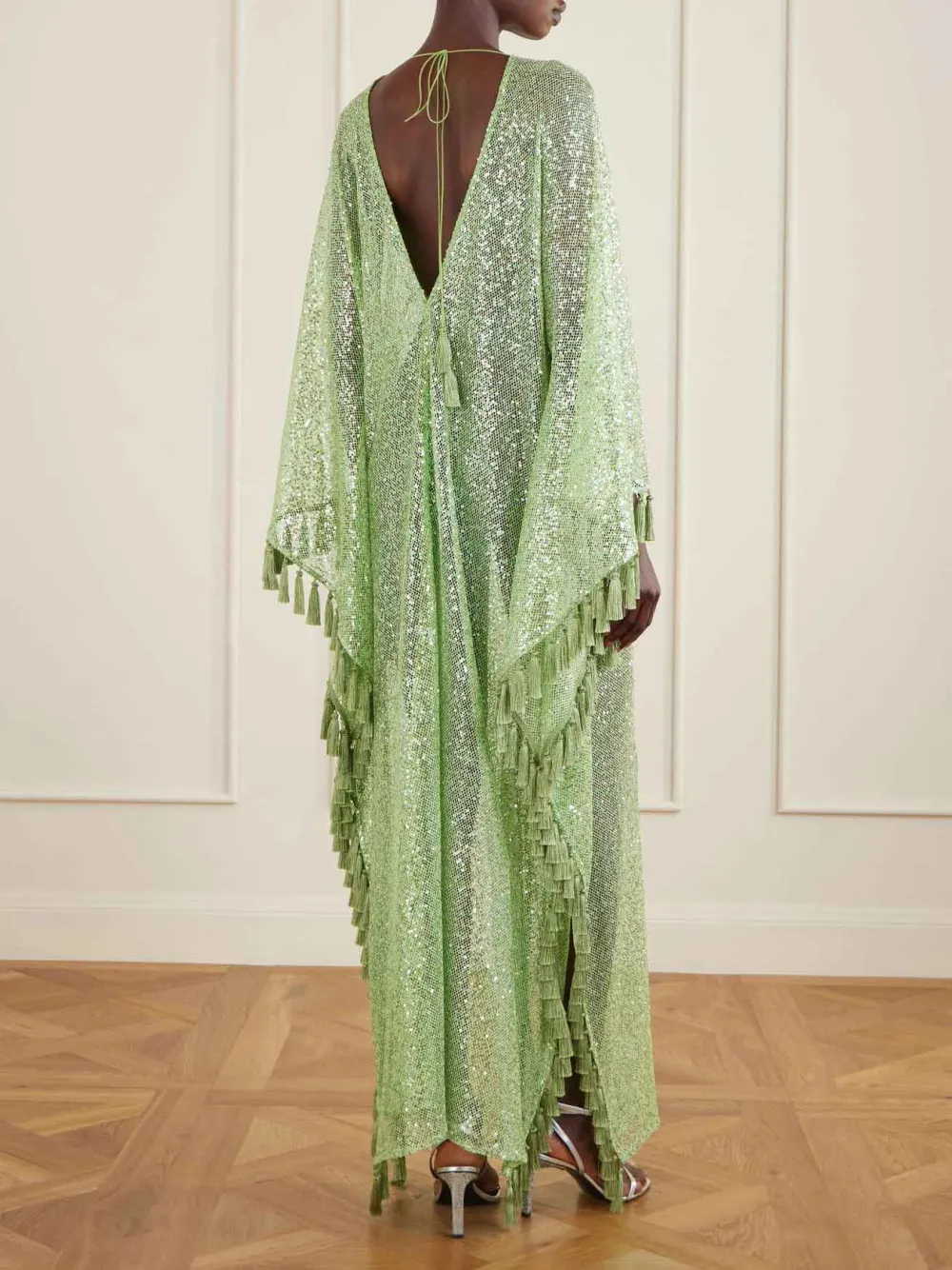 Sequin Deep V Neck Maxi Gown