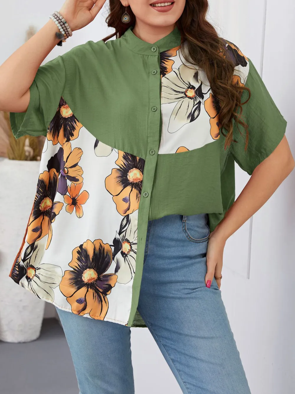 Women Slim Fit Loose Printed Short Sleeve Top