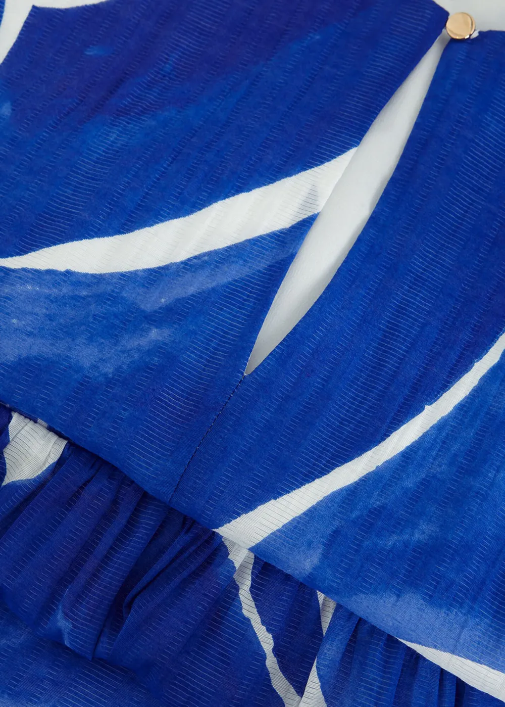 Loose Casual Hollow Blue Printed Long Dress