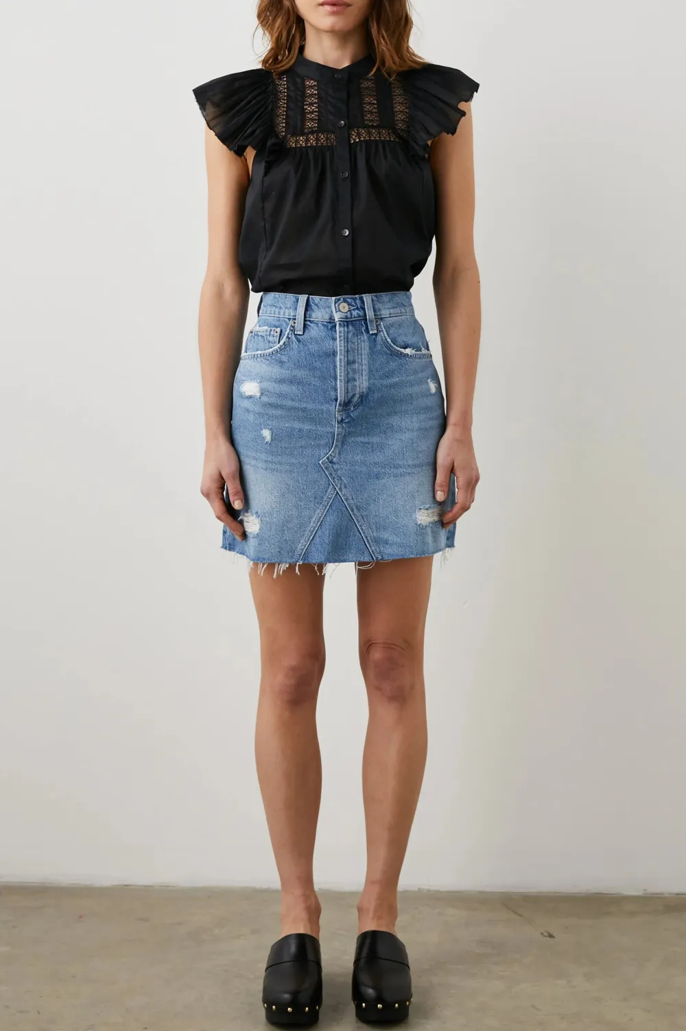 High-Waisted Figure-Hugging Mini A-Line Skirt
