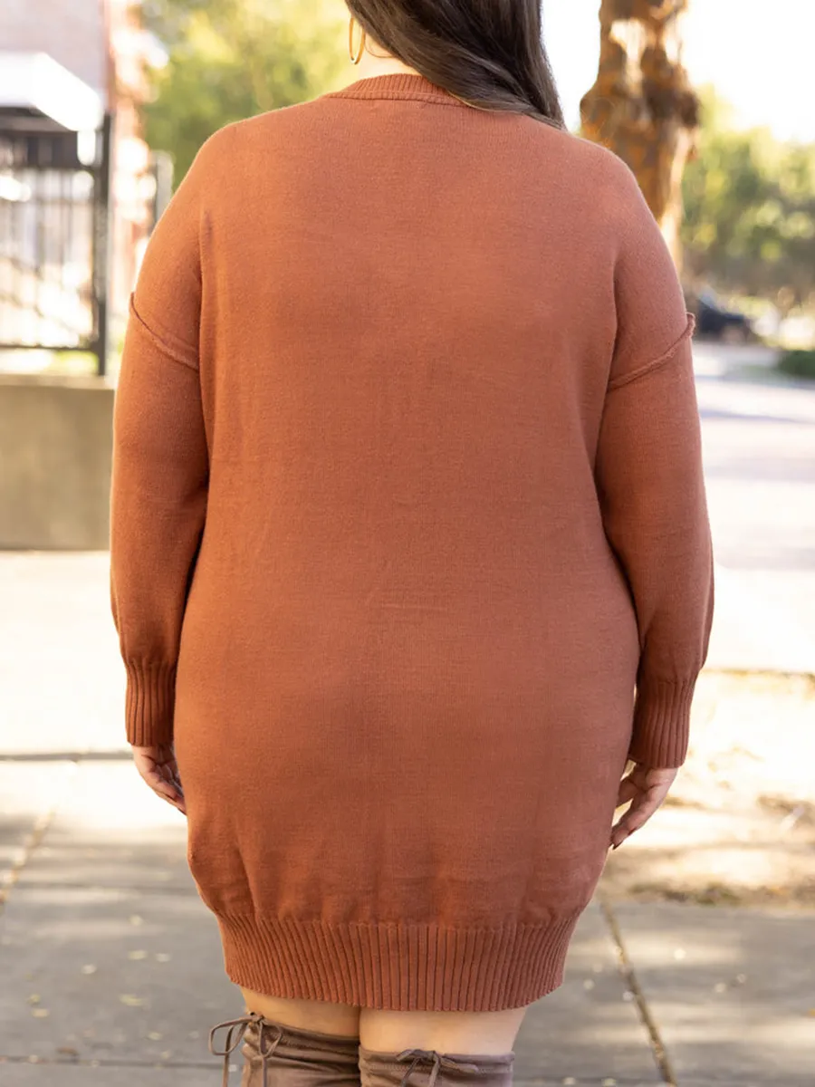 Brown Knitted Sweater Dress
