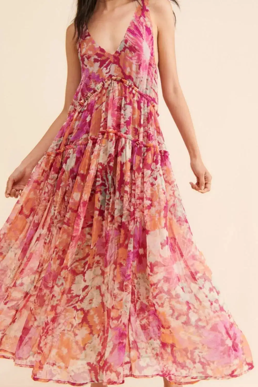 Textured Soft Maxi Printed Dress