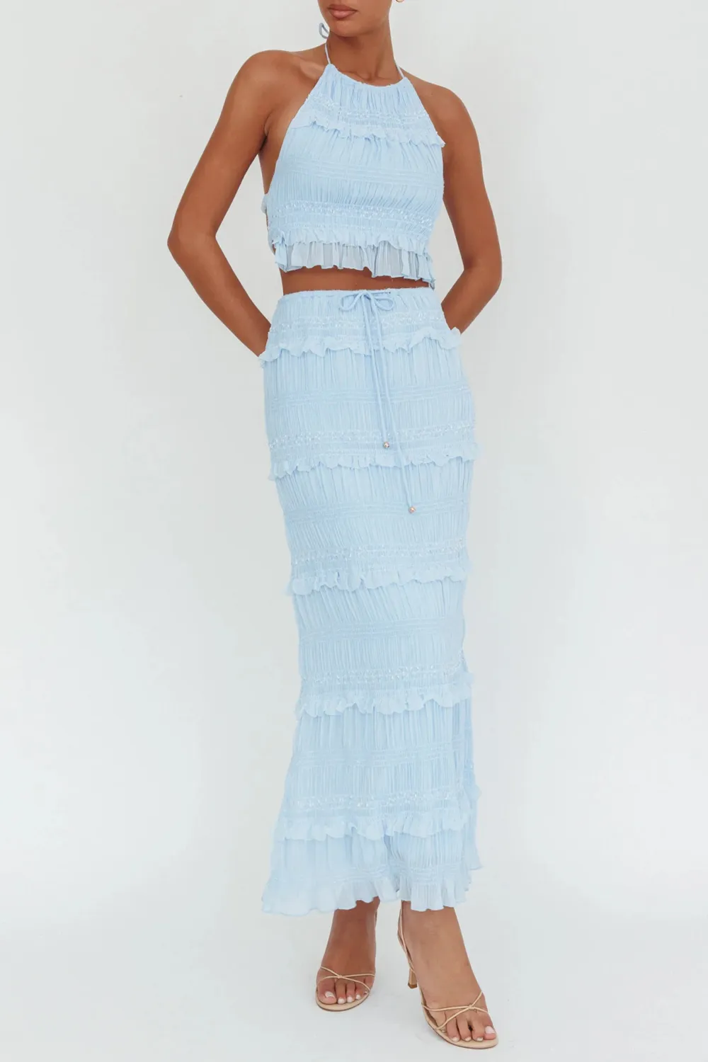 Fashion Ruffle Lace Halter Top