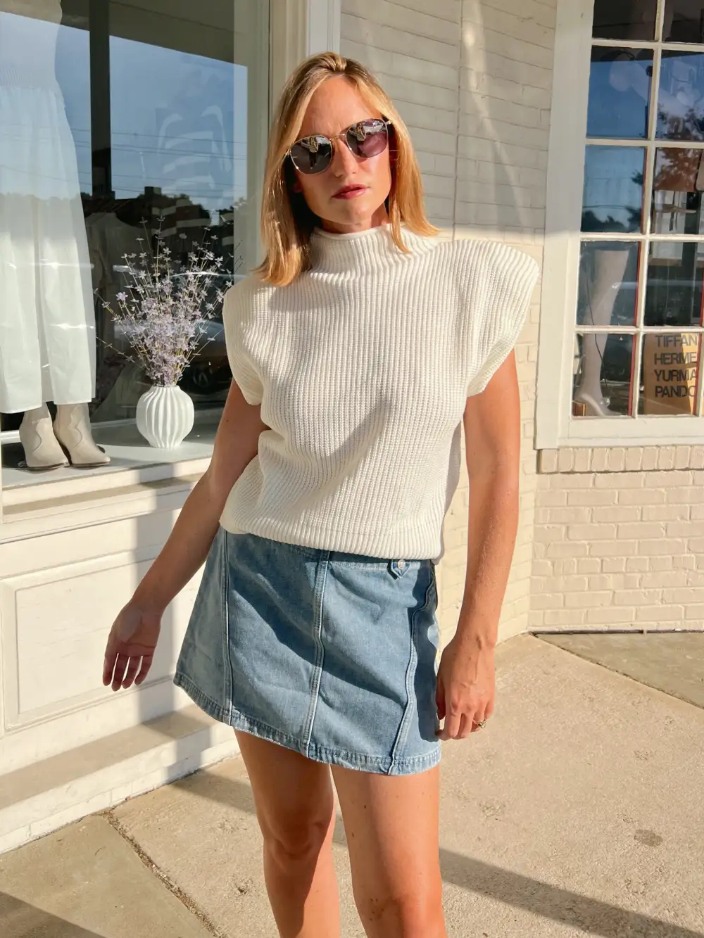 On A Cloud Mock Neck Sleeveless Sweater