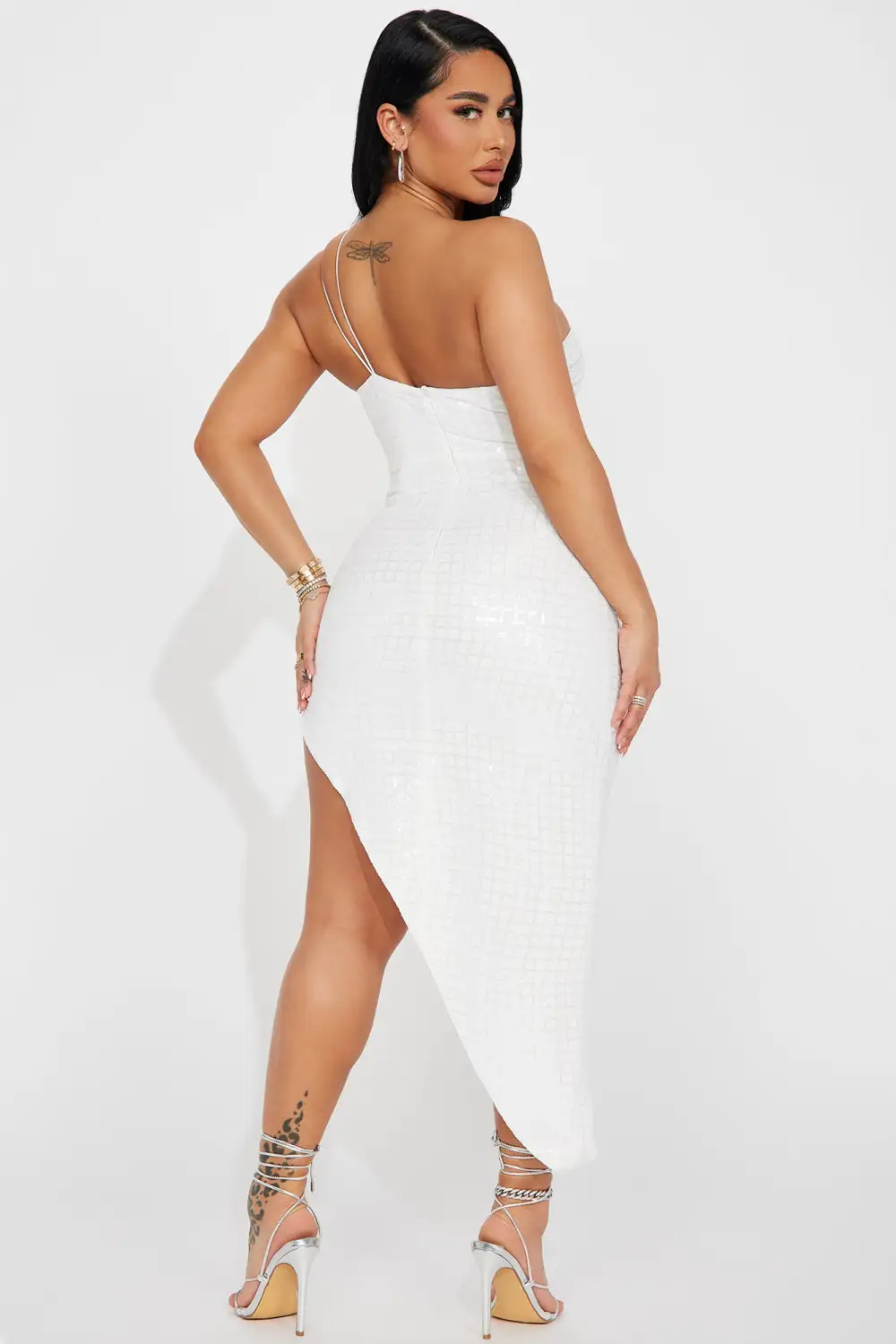 Samba Street One Shoulder Midi Dress - White